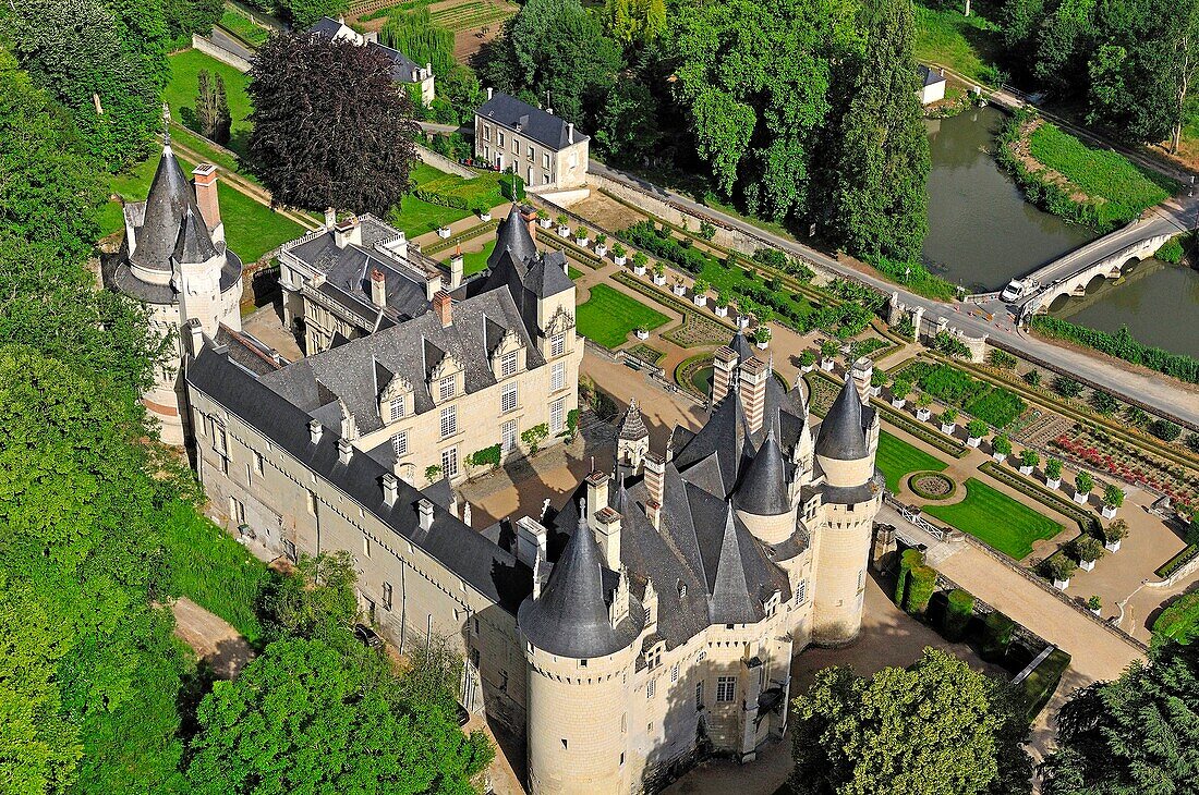 France, Indre et Loire, Loire valley listed as World Heritage by UNESCO, Rigny Usse, castle of Usse (aerial view)