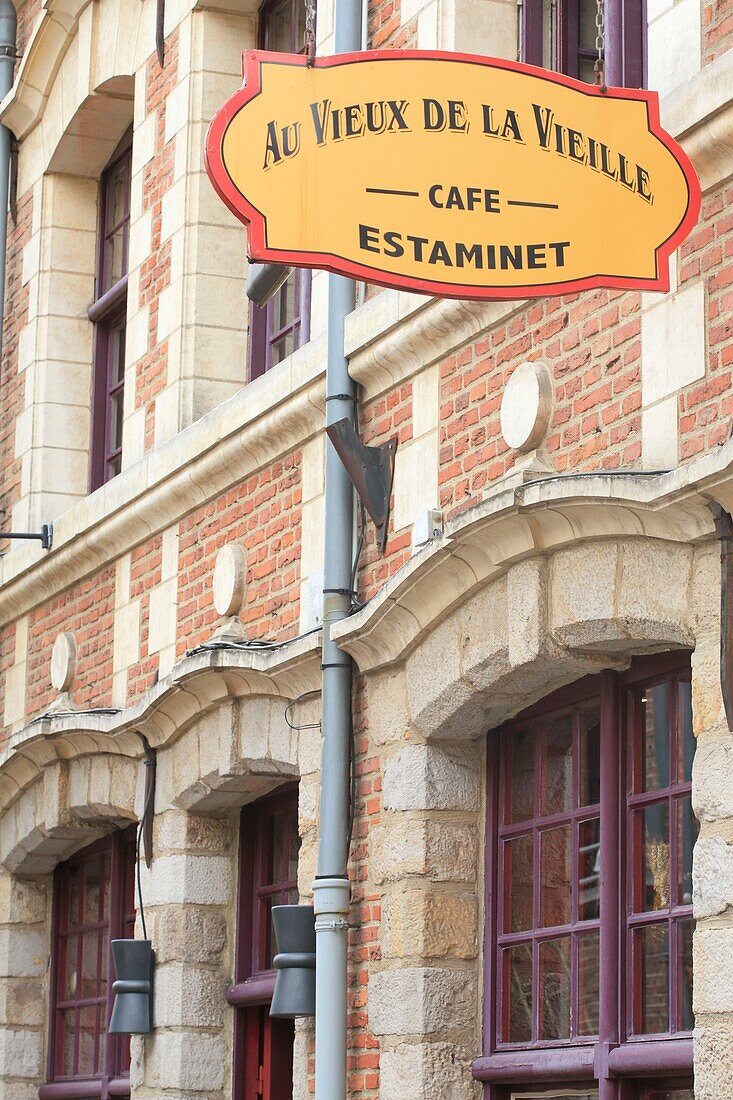 Frankreich, Nord, Lille, Vieux Lille, Rue des Vieux Murs, altes Estaminet-Restaurant, Restaurant eröffnet 2003