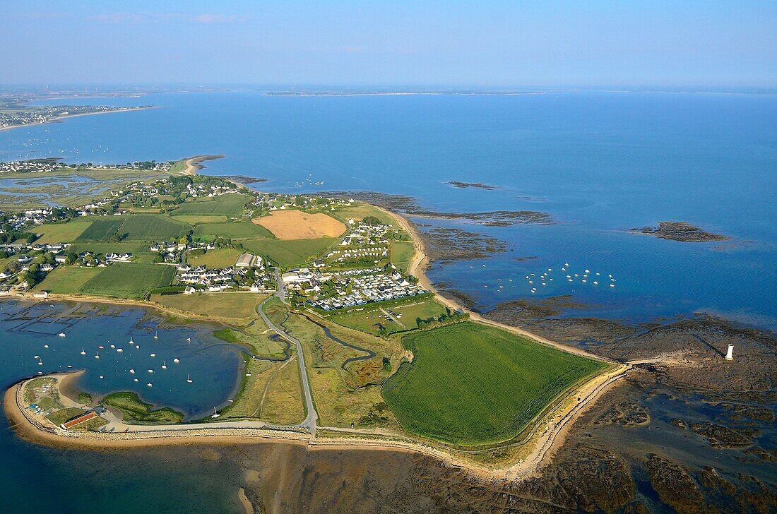 France, Morbihan, Rhuys peninsula, Dibenn point, Le Lenn (aerial view)