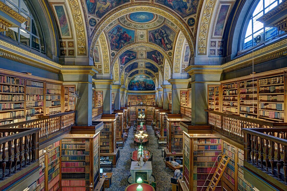 France, Paris, area listed as World Heritage by UNESCO, Bourbon palace, seat of the french National Assembly, the library