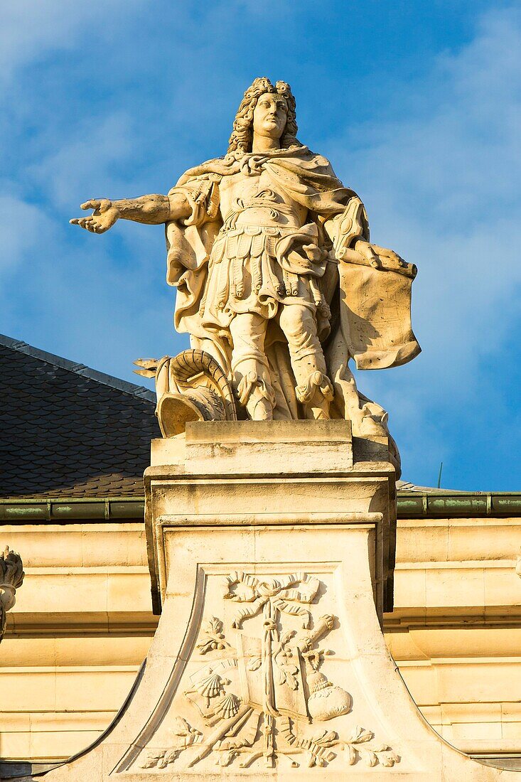 France, Meurthe et Moselle, Nancy, Saint Sebastien square, 16th century Saint Sebastien church by architect Jean Nicolas Jennesson, sculpture by Victor Huel the father