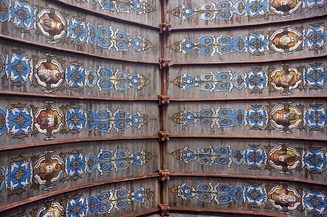 France, Cotes d'Armor, Kergrist Moelou, Parish enclosure, Vault of Notre Dame church representing the French bishops of the Vatican Council I