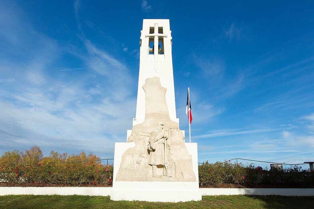 France, Meuse, Argonne region, Vauquois, Butte de Vauquois listed as one of the most important area of First World War in the Mine War, The Butte de Vauquois War Memorial built in 1925 on the very same place where the vanished townhall was