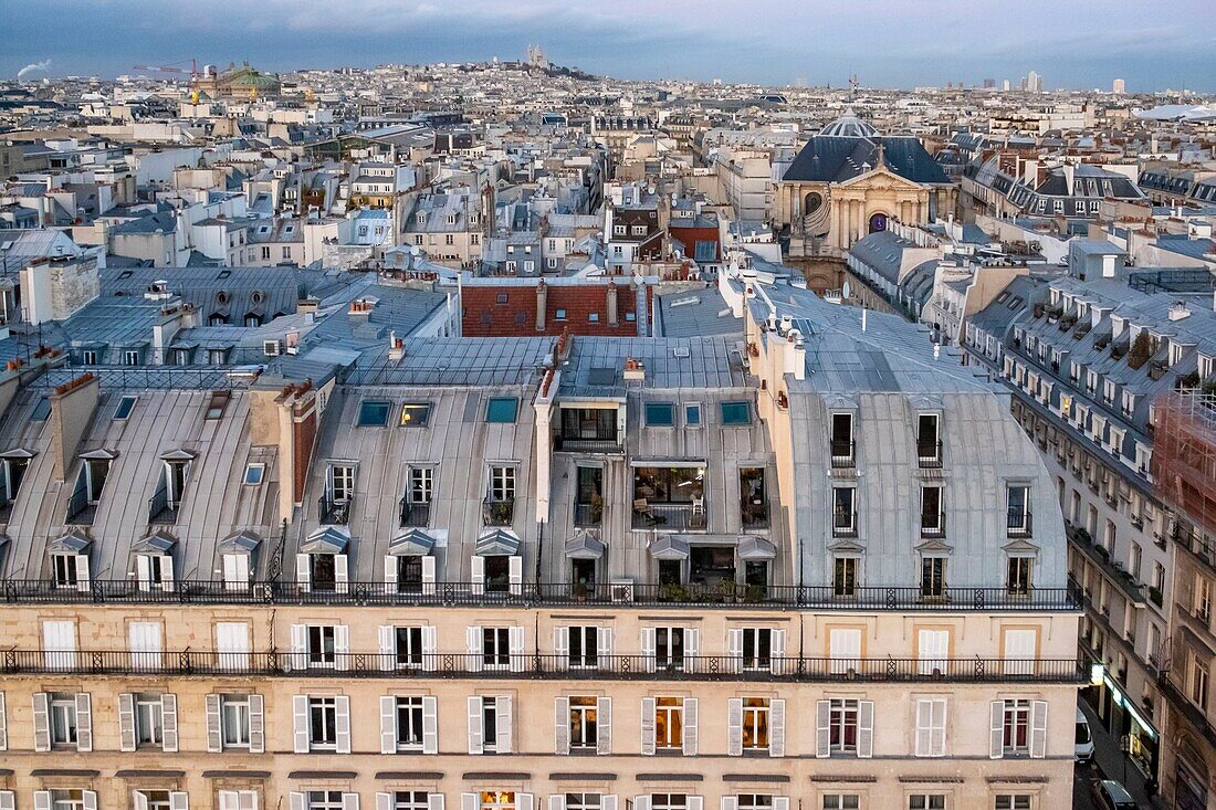 France, Paris, Zinc roofs of rue de Rivoli