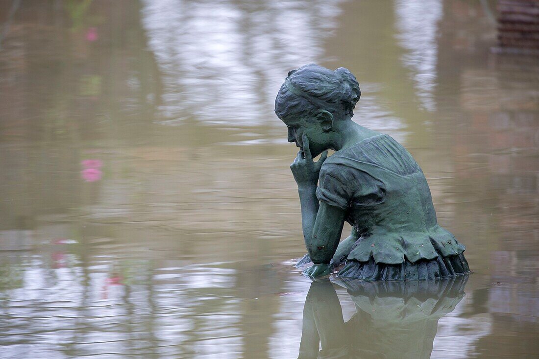 France, Hauts de Seine, Puteaux, Puteaux Island, Rose Garden, flood of the Seine