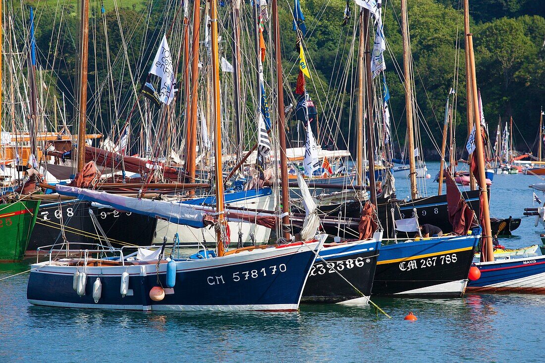 Frankreich, Finistere, Douarnenez, Festival Maritime Temps Fête, Segelboote und alte Takelage im Hafen von Rosmeur