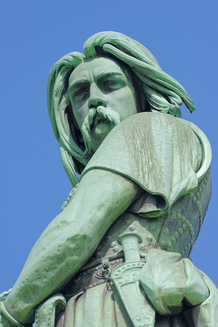 France, Cote d'Or, Alise Saint Reine, monumental statue of Vercingetorix at the top of the mount Auxoir by the sculptor Aime Millet