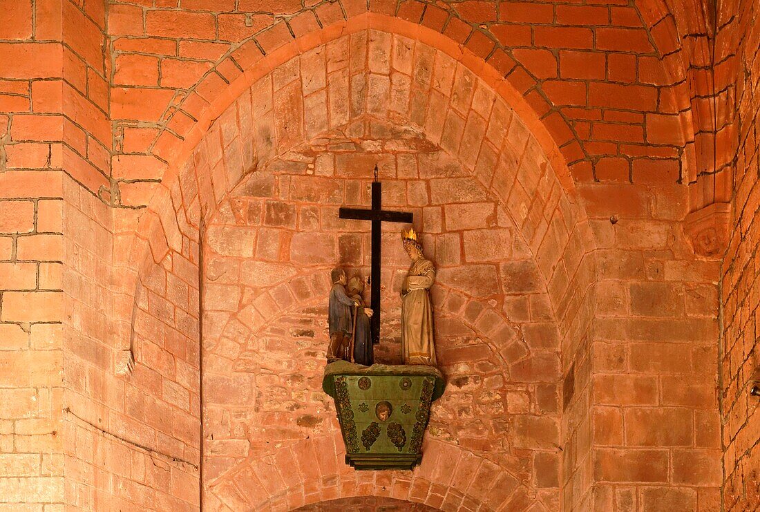 France, Correze, Collonges la Rouge, labelled Les Plus Beaux Villages de France (The Most Beautiful Villages of France), village built in red sandstone, St Pierre Church