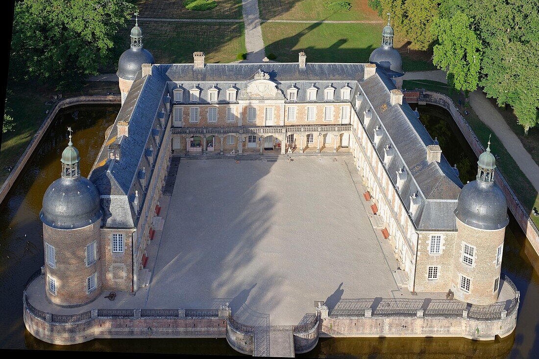 France, Saone et Loire, the castle of Pierre de Bresse (aerial view)