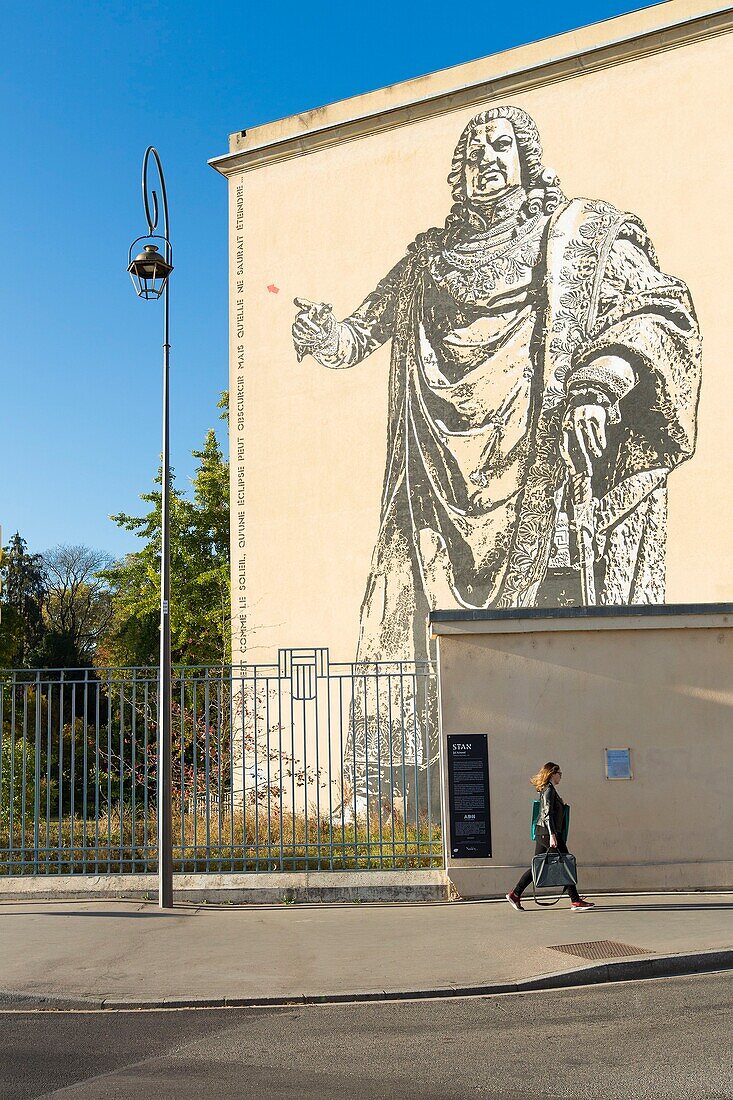 Frankreich, Meurthe et Moselle, Nancy, Wandgemälde des Straßenkünstlers Jeff Aerosol zum 250. Todestag von Stanislas