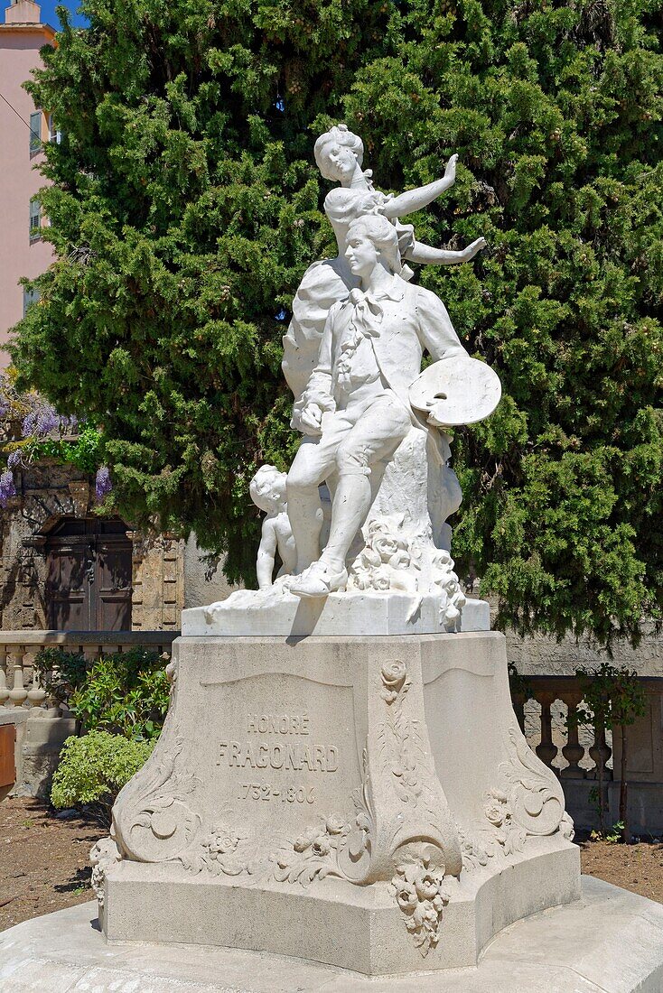 France, Alpes Maritimes, City of Grasse, statue, Honore Fragonard
