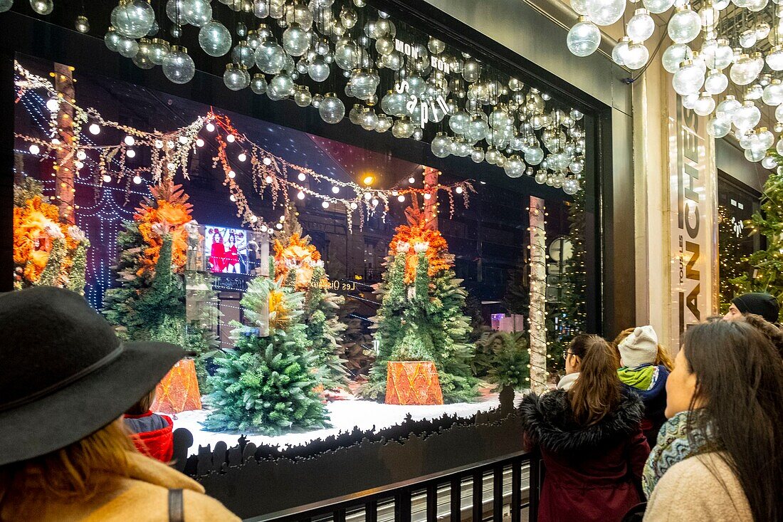 France, Paris, the Bon Marche department store during Christmas