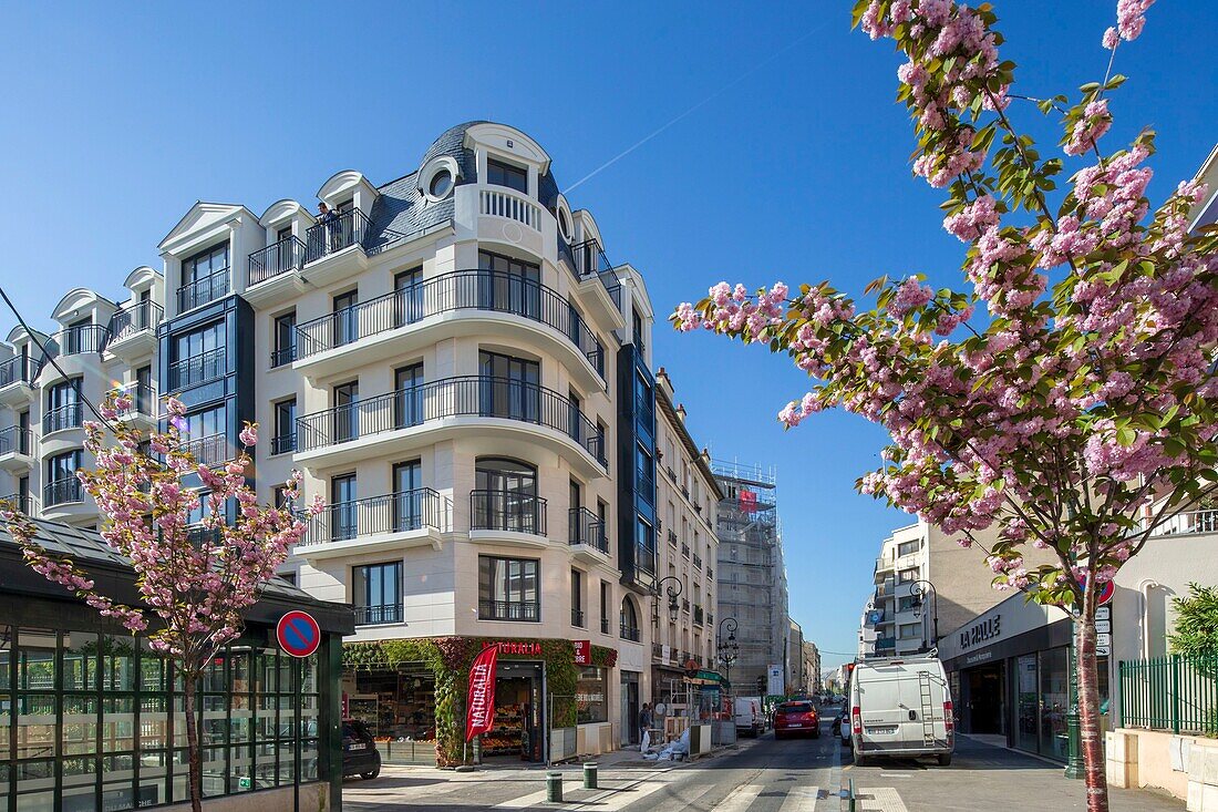 Frankreich, Hauts de Seine, Puteaux, Eichenberger Straße, Gebäude im neohaussmannischen Stil
