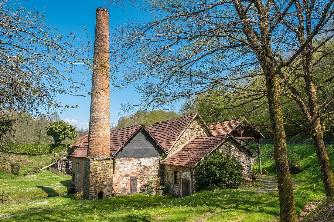 France, Dordogne, Payzac, ecomuseum of Auvezere, paper mill of Vaux, industrial heritage, Auvezere valley