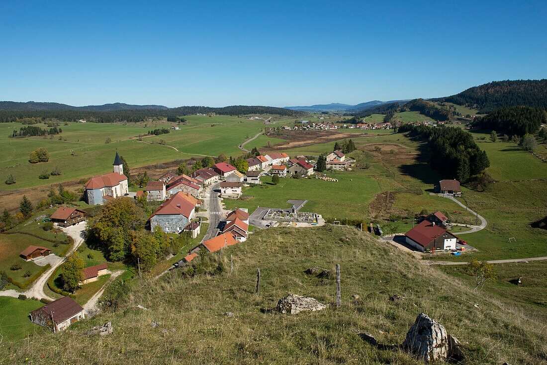 France, Doubs, at the top Doubs the village of Chatelblanc