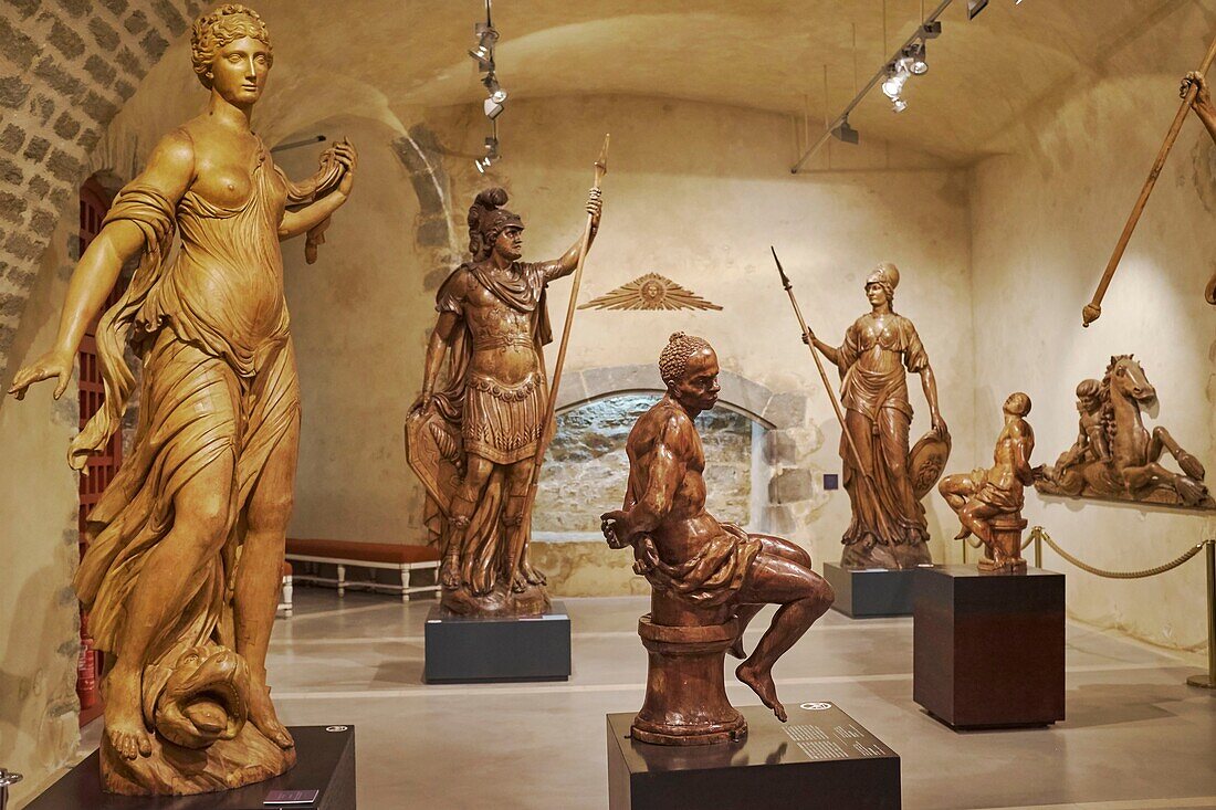 France, Finistere, Brest, Navy Museum, Statues of Greek and Roman gods
