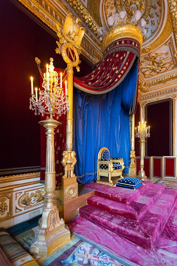 France, Seine et Marne, Fontainebleau, Fontainebleau royal castle listed as UNESCO World Heritage, the Salle du Trone (the throne room)