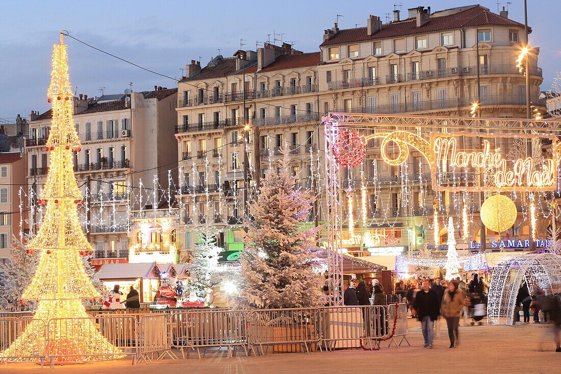 France, Bouches du Rhone, Marseille, Vieux Port, Christmas market
