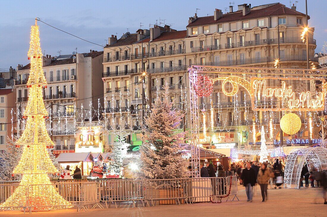 Frankreich, Bouches du Rhone, Marseille, Vieux Port, Weihnachtsmarkt