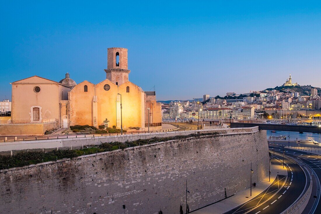 France, Bouches du Rhone, Marseille, Old Port, Saint Laurent Church