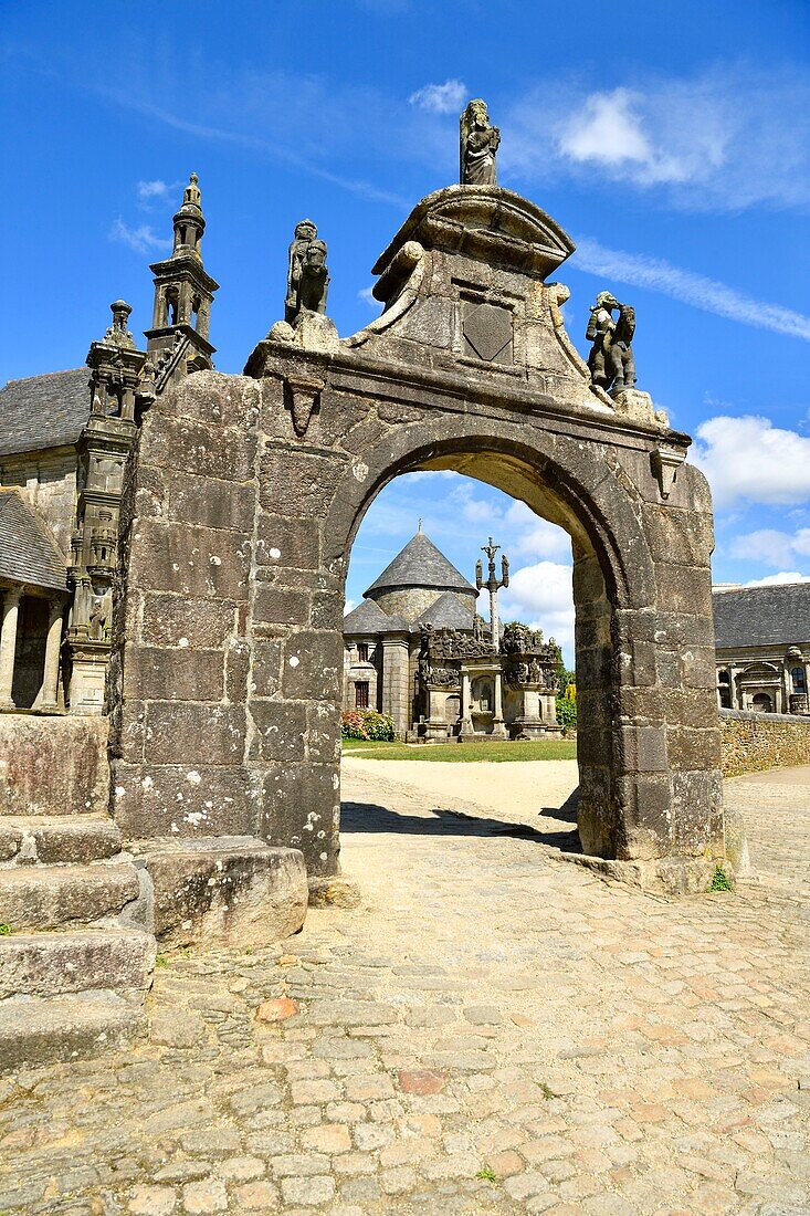 France, Finistere, Guimiliau, parish enclosure, the calvary and the church