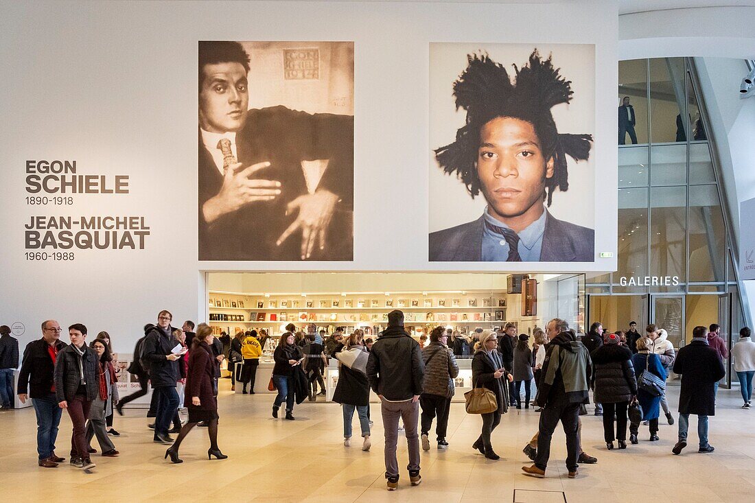 Frankreich, Paris, Bois de Boulogne, die Fondation Louis Vuitton des Architekten Frank Gehry, Ausstellung Jean Michel Basquiat