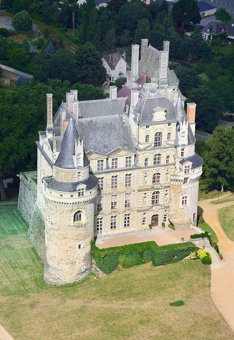 France, Maine et Loire, Brissac Quince, Chateau de Brissac (aerial view)