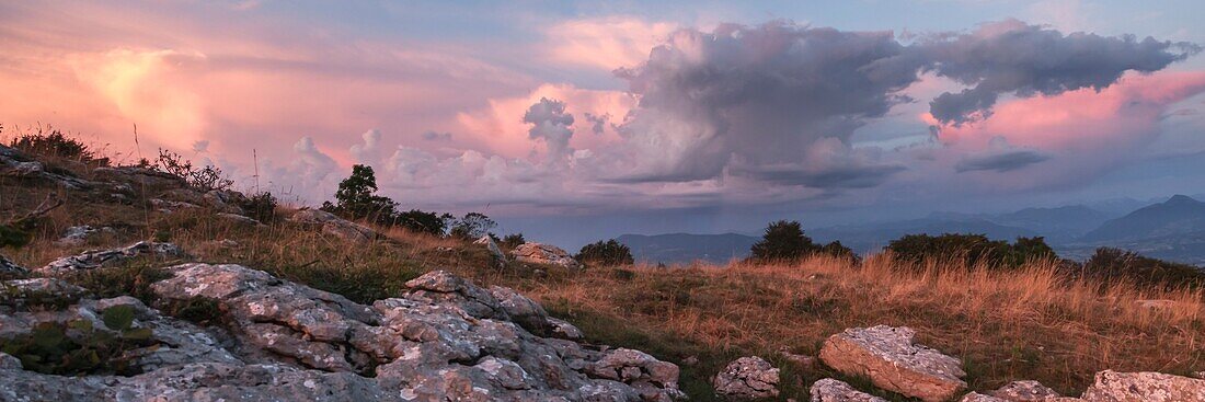 France, Haute Savoie, clouds and rocks from Salève