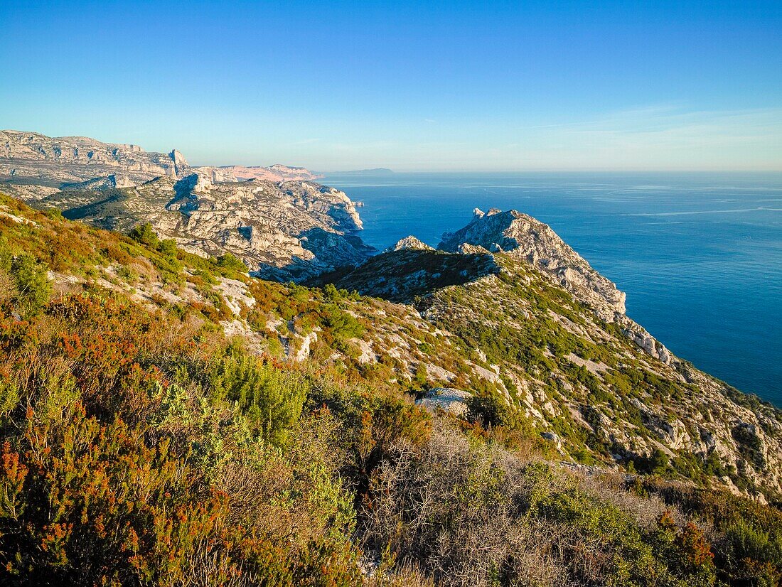 Frankreich, Bouches du Rhone, Marseille, Regionalpark der Calanques, die Bucht von Cortiou