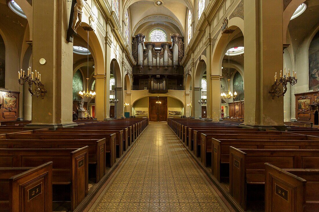 Frankreich, Moselle, Metz, Kirche Notre Dame de l'Assomption, das Kirchenschiff und das Organum