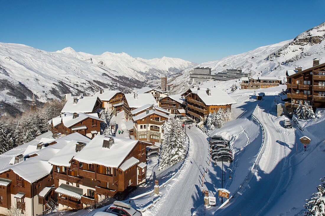 Frankreich, Savoie, Skigebiet der 3 Täler, Saint Martin de Belleville, Ferienort von Menuires, Weiler der Sapiniere
