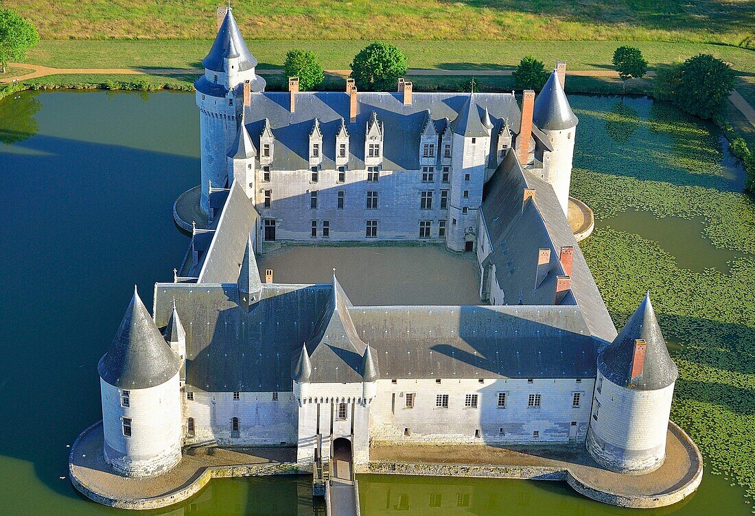 France, Maine et Loire, Ecuille, the castle of Le Plessis Bourre (aerial view)