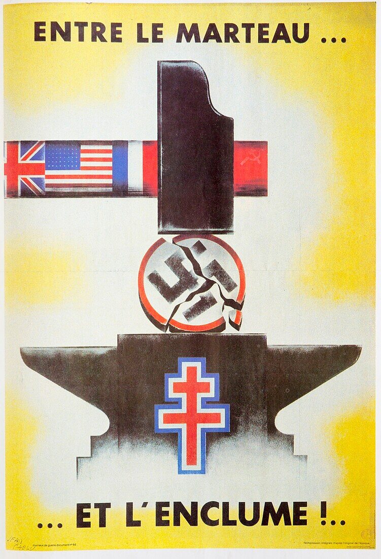 Frankreich, Paris, ehemaliges Propagandaplakat des Zweiten Weltkriegs (39-45)