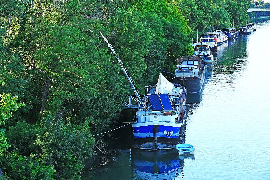 France, Vaucluse, Avignon, barges on the Rhone