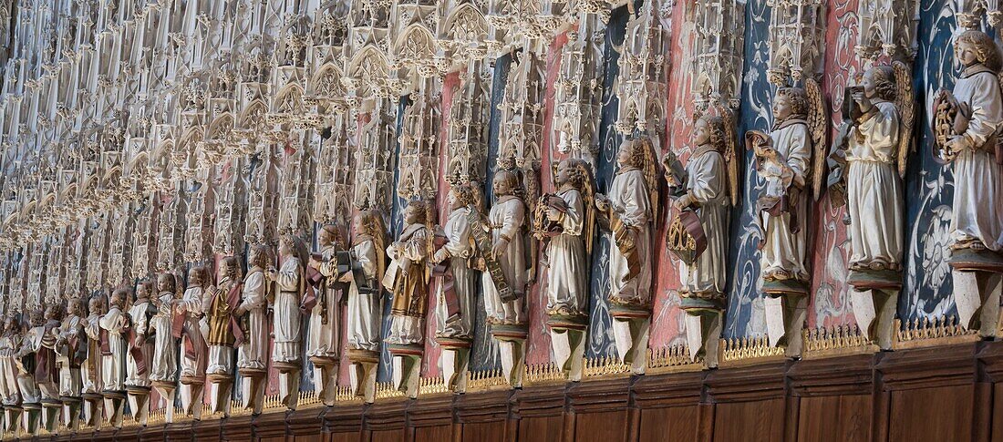 France, Tarn, Albi, listed as World Heritage by UNESCO, Sainte Cecile cathedral, frieze of the angels in the choir