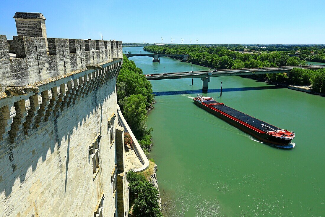 Frankreich, Bouches du Rhone, Tarascon, Mittelalterliches Schloss von König Rene (XV Jahrhundert), Historisches Denkmal und die Rhone