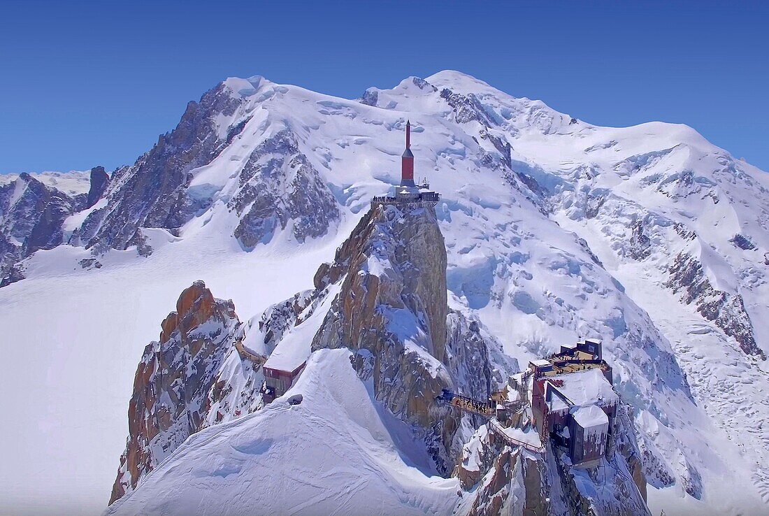 France, Haute Savoie, Chamonix, Aiguille du Midi, the massif of Mont Blanc