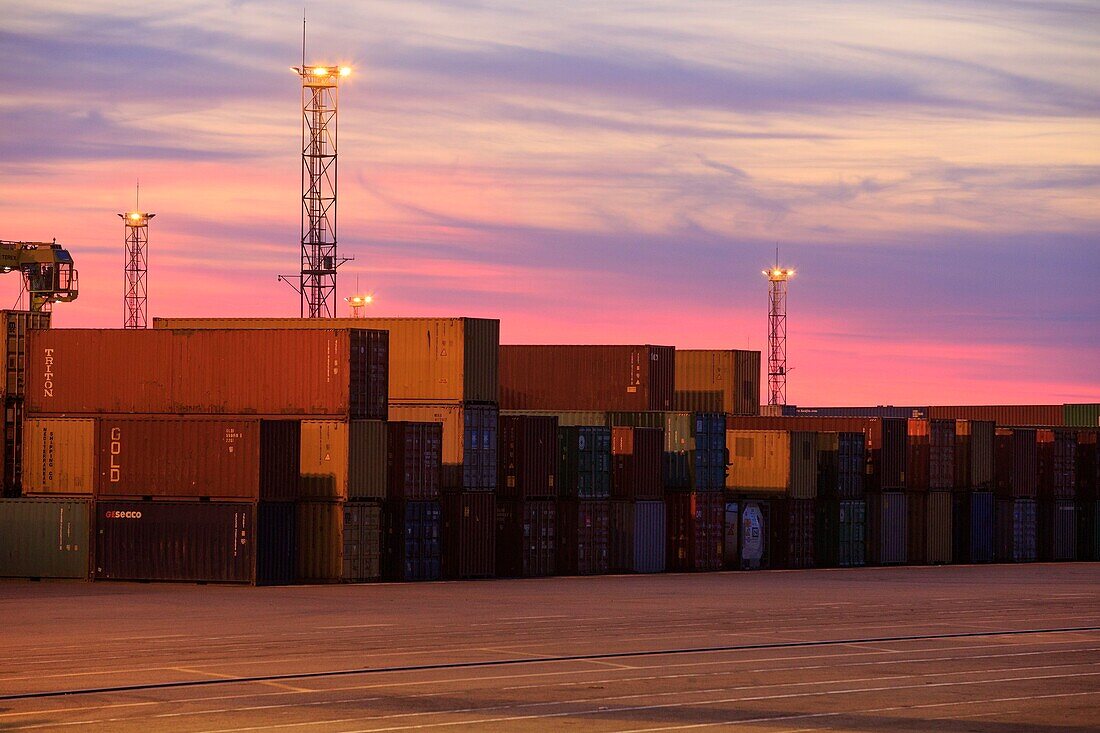 Frankreich, Bouches du Rhone, Hafenverwaltung Marseille, Fos sur Mer, Containerterminal