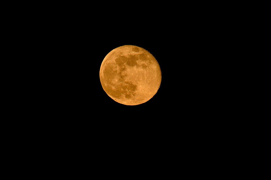 France, Doubs, full orange moon