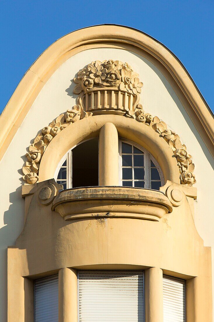 France, Meurthe et Moselle, Art Nouveau facade on Clerin street