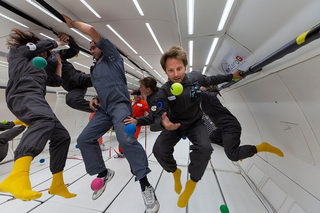 France, Gironde, Bordeaux, Mérignac, Flight discovery with the Airbus A310-300 Air Zero G, a unique aircraft in the world by its size that allows you to discover weightlessness