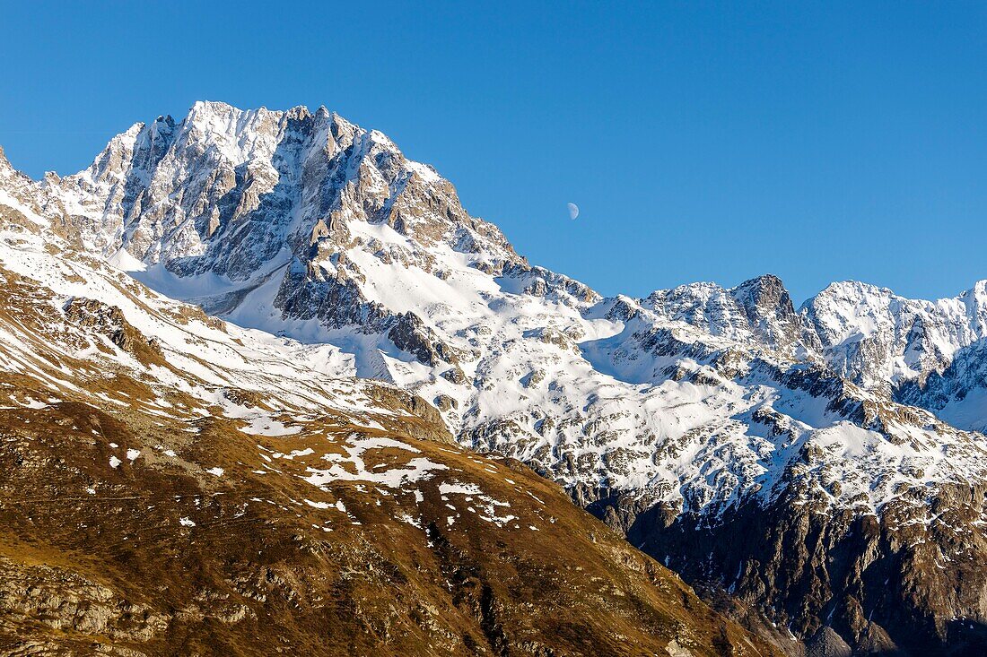 France, Hautes Alpes, Ecrins National Park, valley of Valgaudemar,La Chapelle en Valgaudémar, Jocelme Peak (3458m)