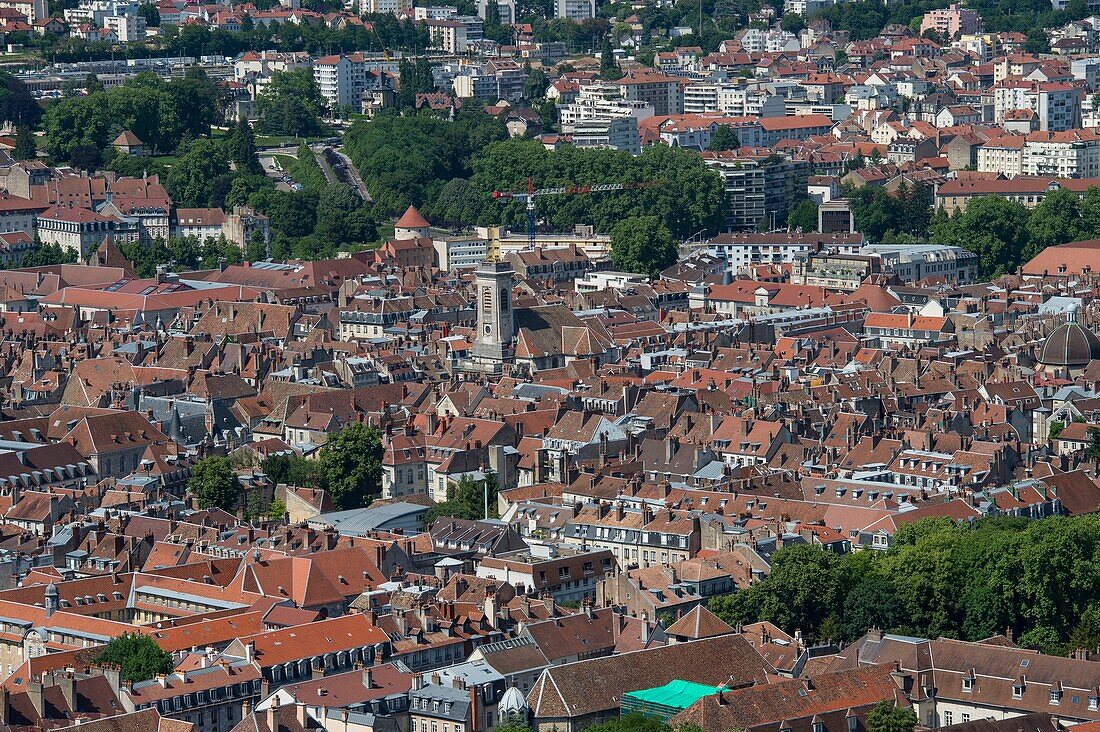 France, Doubs, Besancon, general view of the city from Fort Chaudanne