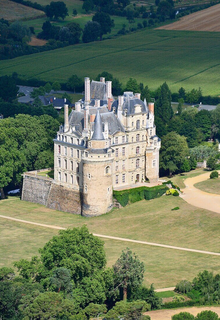 France, Maine et Loire, Brissac Quince, Chateau de Brissac (aerial view)