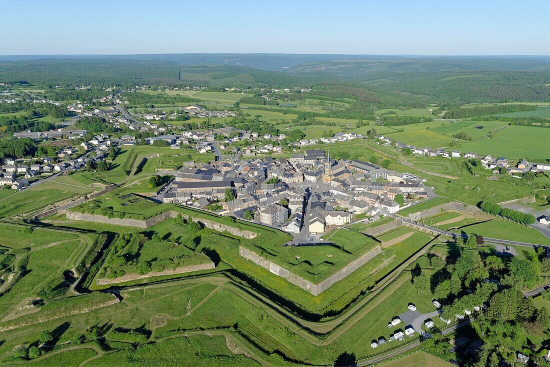 France, Ardennes, the citadel of Rocroi fortified by Vauban (aerial view)