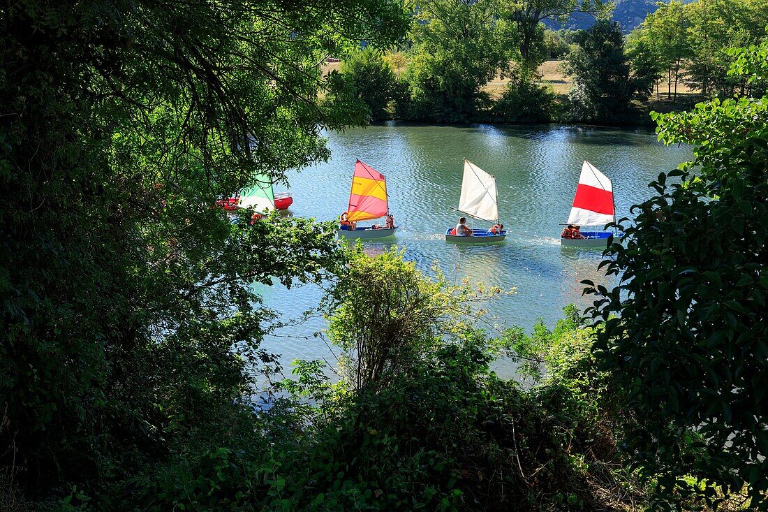 Frankreich, Drome, La Roche de Glun, nautisches Fest am Becken von Musards, Optimist