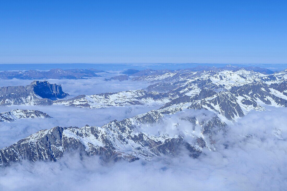 Frankreich, Haute Savoie, Chamonix Mont Blanc, der Kamm der Aiguille du Midi (3848m)