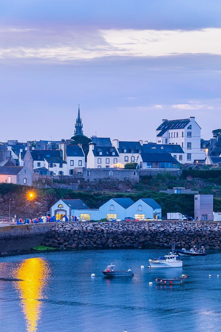 France, Finistere, Le Conquet at dawn, fishing port in the marine natural park of Iroise