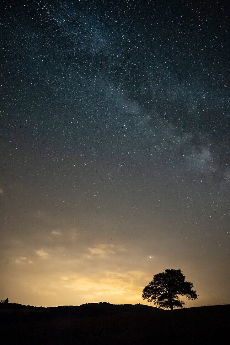 France, Puy de Dome, Saint Angel, Les Chaumards hamlet, the Milky Way