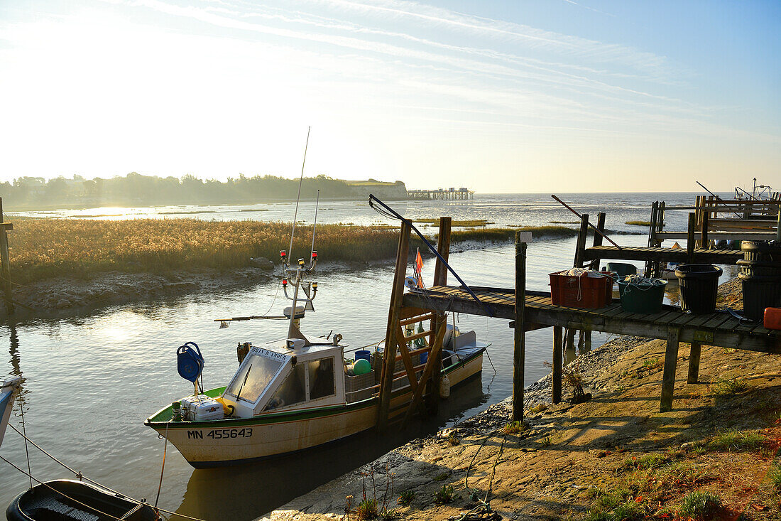 Frankreich, Charente Maritime, Mündung der Gironde, Saintonge, Talmont sur Gironde, mit der Aufschrift Les Plus Beaux Villages de France (Die schönsten Dörfer Frankreichs), der Hafen